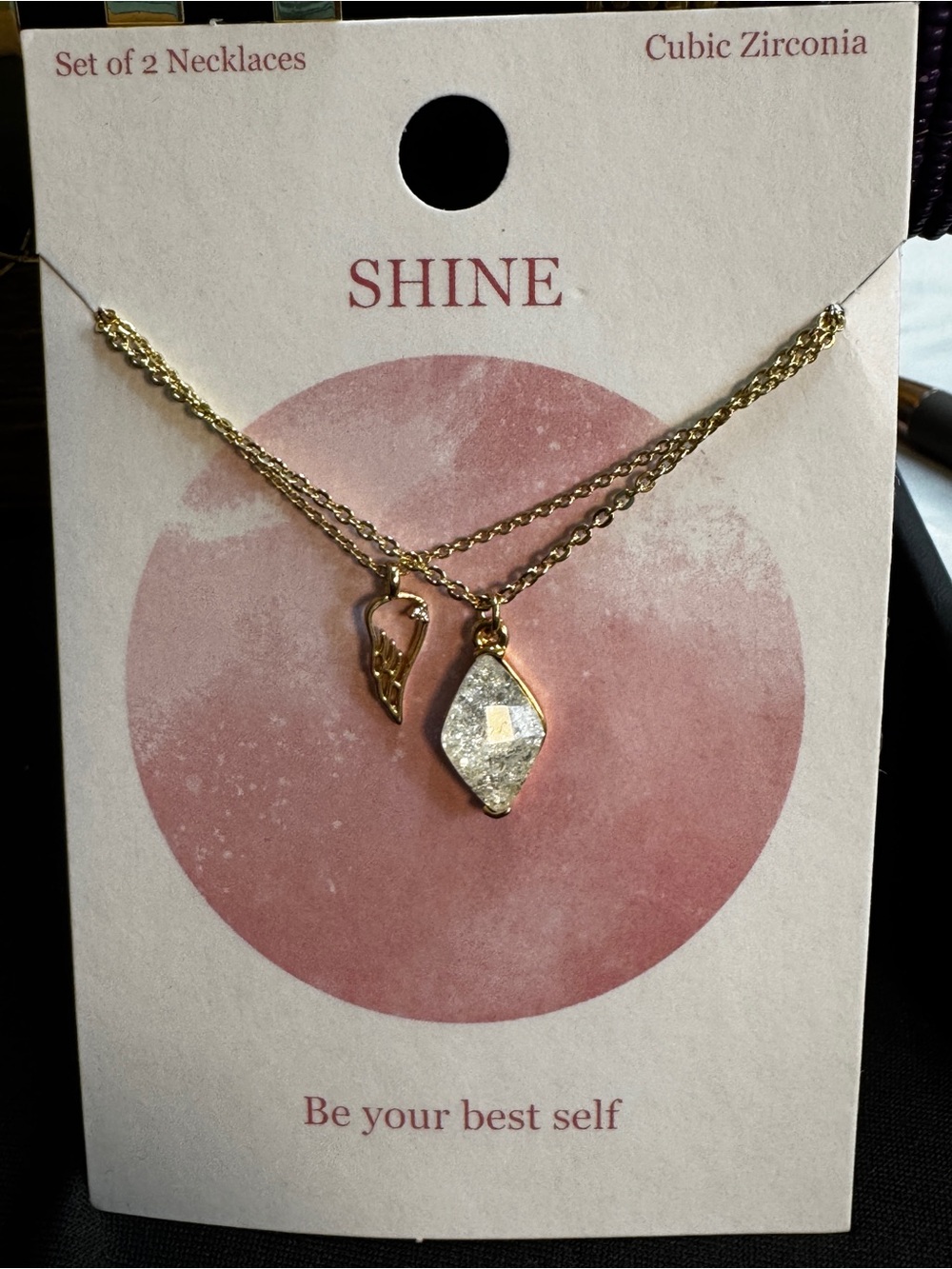 Target Gold-Tone Layered Necklace Set with Clear Stone and Wing Charm
